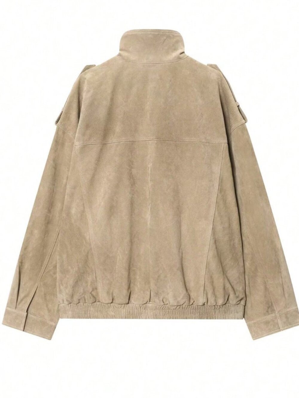 Khaki Casual Women's Contemporary Faux Suede Jacket - Picture 6 of 6
